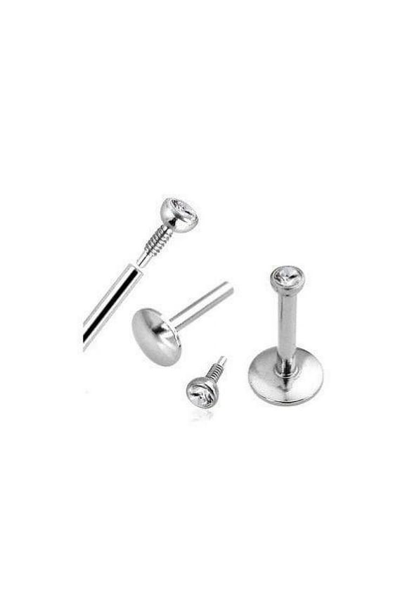 Monroe Labret Stud 16g Internally Threaded Clear CZ Jeweled Set Of 2