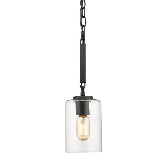 Golden Lighting Monroe 1-Light Mini Pendant in Matte Black with Gold Highlights and Clear Glass