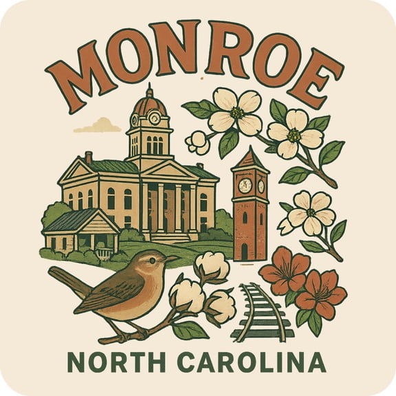Monroe North Carolina Keepsakes Souvenir Vinyl Sticker – Destination Travel Keepsake Collectible (3-Inches Wide)