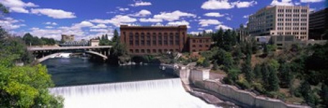 Monroe Street Bridge across Spokane River Spokane Washington State USA Canvas Art - Panoramic Images (36 x 12)