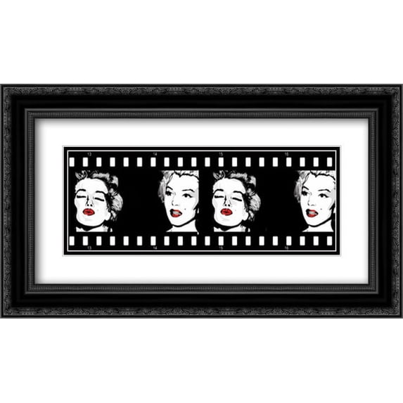 Monroe Strip 3 2x Matted 24x14 Black Ornate Framed Art Print by Rodriquez Jr, Enrique