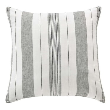 Monroe Stripe by Levtex Home - Monroe Stripe Euro Sham (26x26in.) - Grey, White, and Charcoal - Striped - Reversible