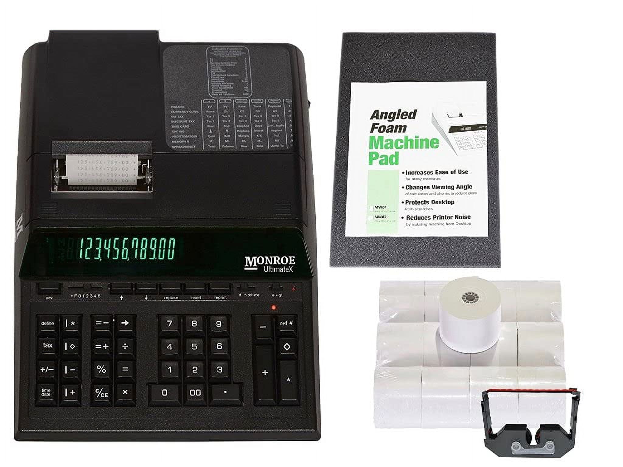 Monroe UltimateX Elite Printing Calculator/Adding Machine Bundle with  Ribbons, Paper and Foam Calculator Stand 