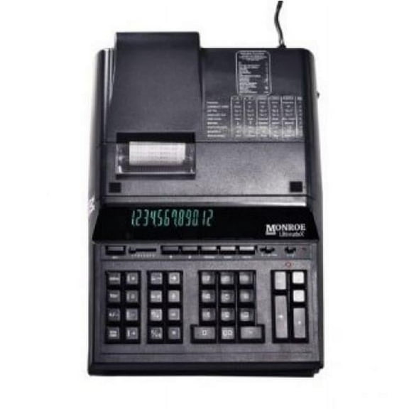 Monroe Ultimatexb 12 Digit IKT Desk & Print Calculator, Black