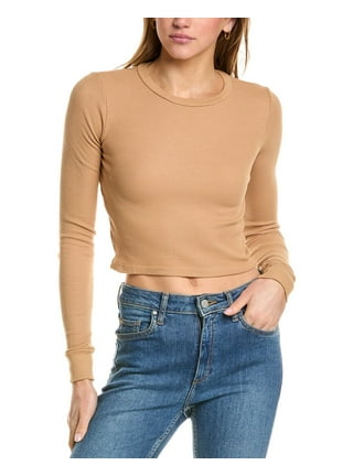 トップス THERMAL CROPPED TOPS Thermal Long Sleeve Tops Boys Women's Slim Fit Crew Neck