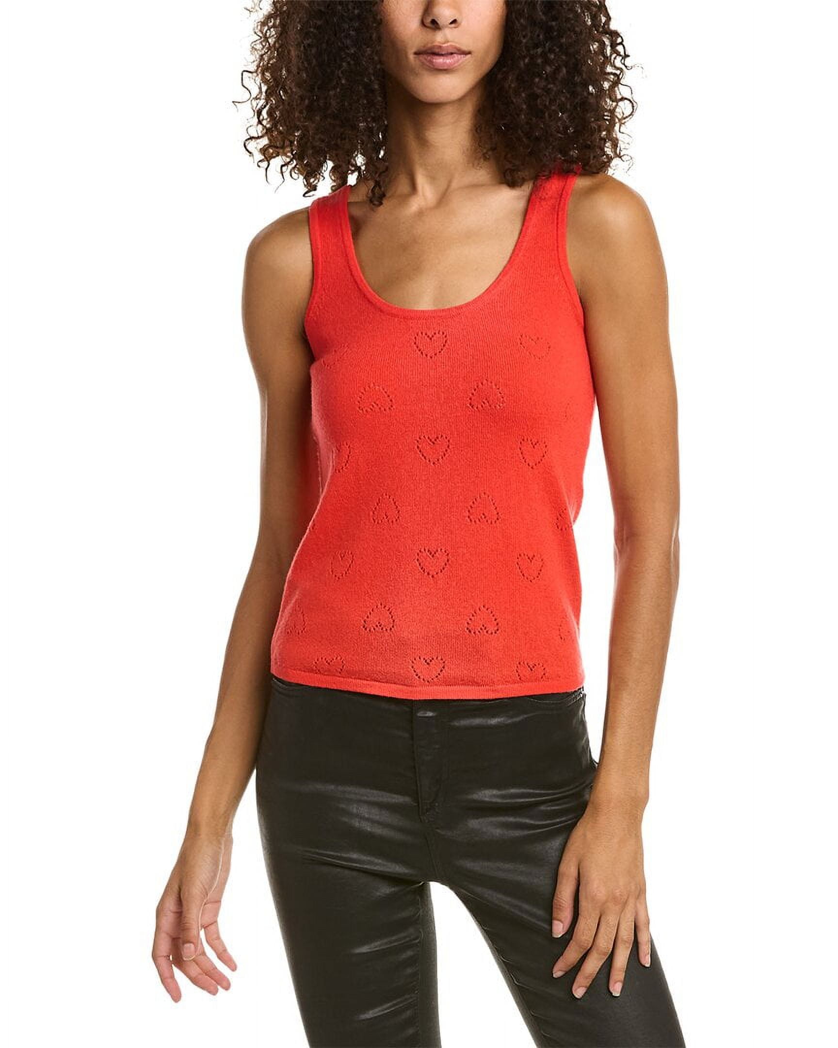 Monrow womens Pointelle Heart Wool Cashmere Blend Tank S Red Walmart