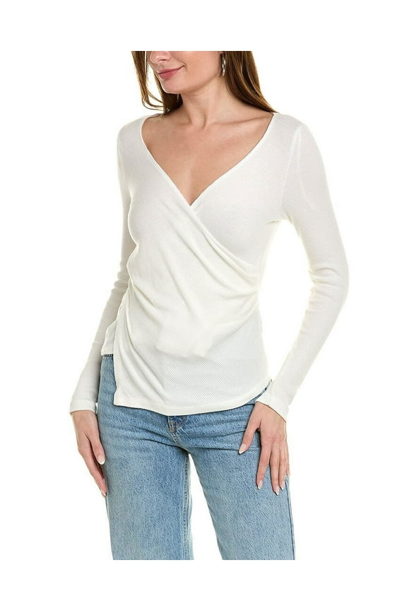 womens Wrap Top, XS, White