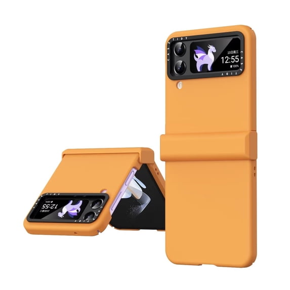 MonsDirect for 6.7 inch Samsung Galaxy Z Flip 3 5G 2021 Case, Hinge Protection Hard PC Back Shell Anti-Drop Slim Shockproof Full Coverage with Independent Lens Circle for Galaxy Z Flip 3, Orange