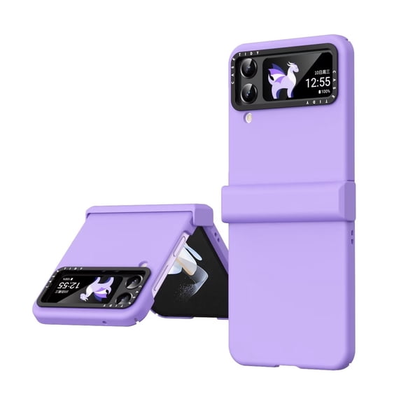 MonsDirect for 6.7 inch Samsung Galaxy Z Flip 3 5G 2021 Case, Hinge Protection Hard PC Back Shell Anti-Drop Slim Shockproof Full Coverage with Independent Lens Circle for Galaxy Z Flip 3, Purple