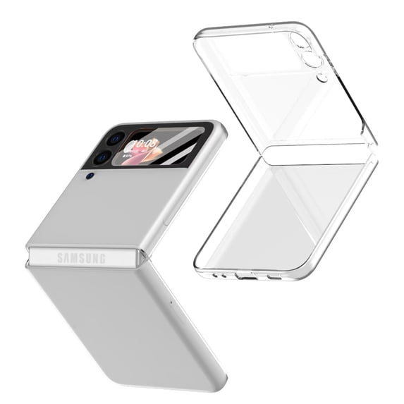 MonsDirect for 6.7 inch Samsung Galaxy Z Flip 3 5G Case 2021, Slim Hard PC Back Anti-Drop Shockproof Full Coverage with Rear screen Lens Protector Cover for Samsung Galaxy Z Flip 3, Clear
