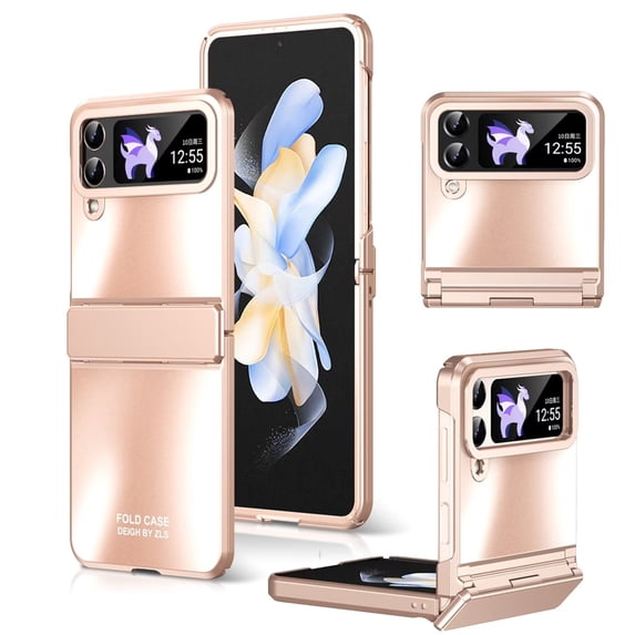 MonsDirect for 6.7 inch Samsung Galaxy Z Flip 4 5G 2022 Case, Hinge Protection Plating Frame Hard PC Back Shell Slim Shockproof Full Coverage Bumper Protective Shell Cover for Galaxy Z Flip 4, Pink