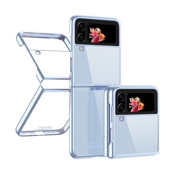 MonsDirect for 6.7 inch Samsung Galaxy Z Flip 4 5G 2022 Case, Slim Clear Plating Frame Hard PC Back Shockproof Anti-Scratch Full Coverage Bumper Protective Shell Cover for Galaxy Z Flip 4, Blue