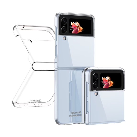MonsDirect for 6.7 inch Samsung Galaxy Z Flip 4 5G 2022 Case, Slim Clear Plating Frame Hard PC Back Shockproof Anti-Scratch Full Coverage Bumper Protective Shell Cover for Galaxy Z Flip 4, Clear