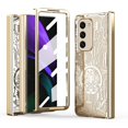 thumbnail image 1 of MonsDirect for 7.6 inch Samsung Galaxy Z Fold 2 5G 2020 Case, Mechainical Gear Clear Plating Frame Hard PC Back Shell With Screen Protector, Slim Folding Hinge Protection for Galaxy Z Fold 2, Gold, 1 of 2
