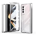 thumbnail image 1 of MonsDirect for 7.6 inch Samsung Galaxy Z Fold 3 5G 2021 Case, Clear Plating Frame Hard PC Back Shell With Screen Protector, Slim Anti-Drop Free Folding Hinge Protection for Galaxy Z Fold 3, Silver, 1 of 7
