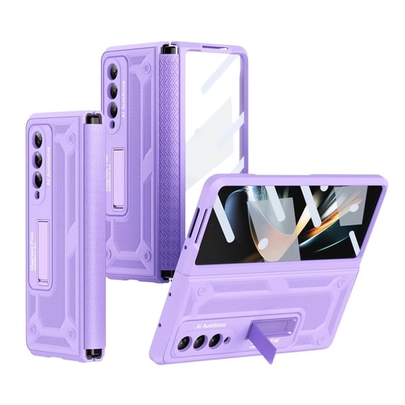 MonsDirect for 7.6 inch Samsung Galaxy Z Fold 4 5G 2022 Case, Anti-Fall Shockproof Hard PC Back Shell with Kickstand, Shell Membrane Integrated & Soft TPU Retractable Hinge for Galaxy Z Fold 4, Purple