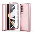 thumbnail image 1 of MonsDirect for 7.6 inch Samsung Galaxy Z Fold 4 5G 2022 Case, Clear Plating Frame Hard PC Back Shell With Screen Protector, Slim Anti-Drop Free Folding Hinge Protection for Galaxy Z Fold 4, Pink, 1 of 7