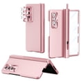 thumbnail image 1 of MonsDirect for 7.6 inch Samsung Galaxy Z Fold 4 5G 2022 Case with S Pen & S Pen Holder, Two Hinge Protection Plating Frame PC Cover, Shell Membrane Integrated Case with Stand & Lens Protection, Pink, 1 of 7