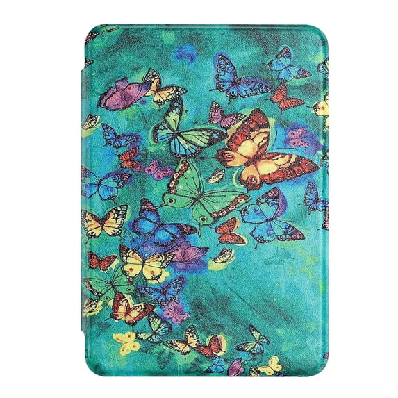 MonsDirect Case for 6" Kindle Paperwhite 5th/6th/7th Generation 2012-2016,Soft PU Leather Case with Auto Sleep/Wake & Hand Strap for 6 inch Kindle Paperwhite 5th/6th/7th Generation, Green Butterfly