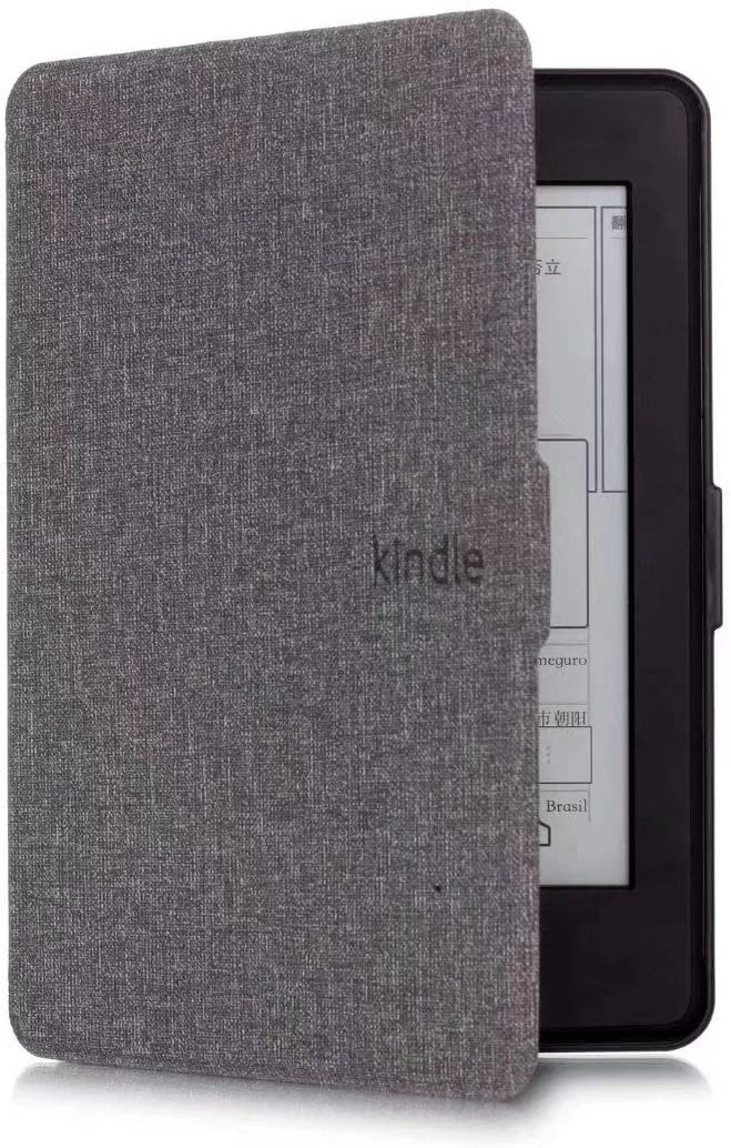 MonsDirect Case Compatible with Kindle 10th Generation 2019 (MODEL:J9G29R),  Smart Auto Wake Sleep Cloth Hard Case Cover Compatible with  Kindle  10th Gen 2019 Release with Front Light, Cloth Gray 