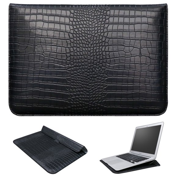 MonsDirect Crocodile Print PU Leather Tablet Sleeve Compatible with 11-12 inch NoteBook, Universal Computer Envelope Sleeve with Stand Cover Fits for iPad, MacBook, HUAWEI, Lenovo, Microsoft, Black