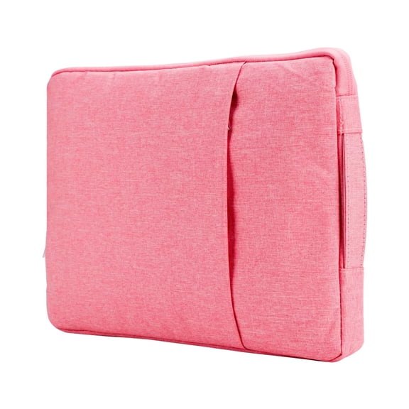 MonsDirect Laptop Sleeve Case with Handle for 11-12 inch Notebook, Universal Computer Polyester Bag with Accessory Pocket Carrying Case, Shockproof Slim Cover for MacBook, Lenovo, HUAWEI, Pink