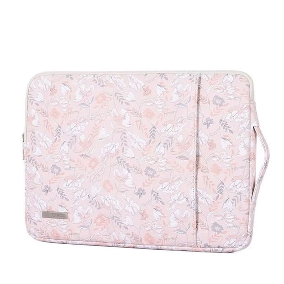 MonsDirect Laptop Sleeve Case with Handle for 13-14 inch Notebook, Waterproof Universal Computer Bag with Accessory Pocket Carrying Case, Shockproof Slim Cover PU Bag for MacBook, Lenovo, HUAWEI, Pink