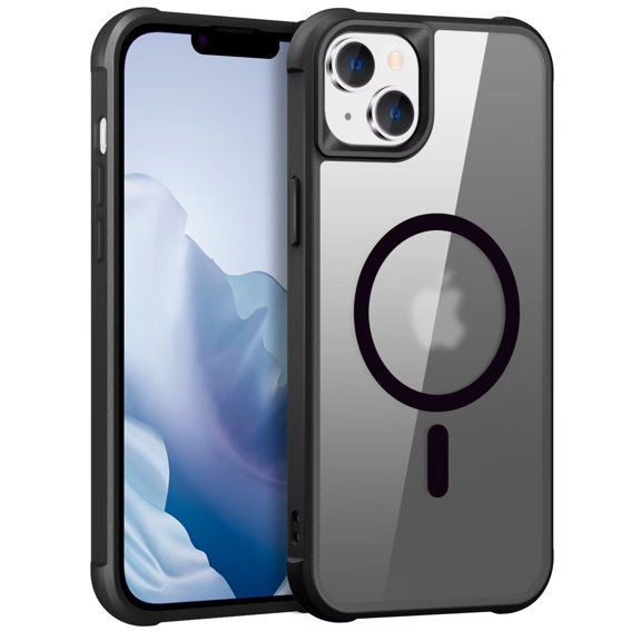 MonsDirect Magnetic Case for iPhone 15, Compatible with MagSafe Wireless Charging, Slim Protective Translucent Matte Case Cover Hard Plastic Shell for iPhone 15 6.1'' 2023, Black