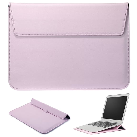 MonsDirect PU Leather Tablet Sleeve Compatible with 15-16.2 inch NoteBook, Universal Computer Envelope Sleeve with Stand Cover Fits for MacBook, HUAWEI, Lenovo, Microsoft, Dell, Pink
