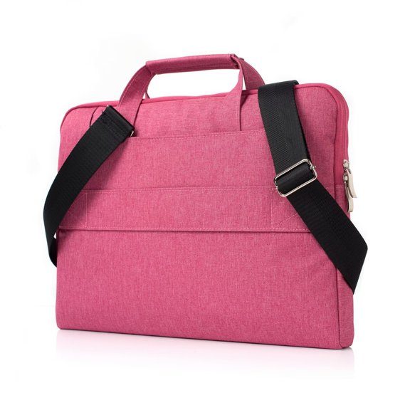 MonsDirect Tablet Sleeve Bag with Handle & Shoulder Strap for 11-12 inch NoteBook, Universal Computer Polyester Bag with Pocket Carrying Case, Shockproof Cover for MacBook, Lenovo, HUAWEI, Rose