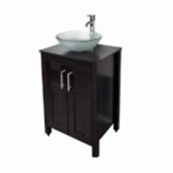 Monsam Wood Cabinet Portable Sink with Glass Vessel Basin - Espresso - 24 in. x 20 in. x 31 in. H