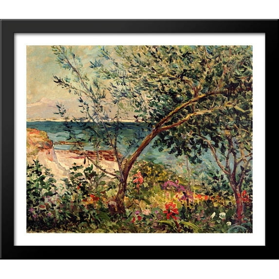 Monsieur Maufra's Garden by the Sea 32x28 Large Black Wood Framed Print Art by Maxime Maufra