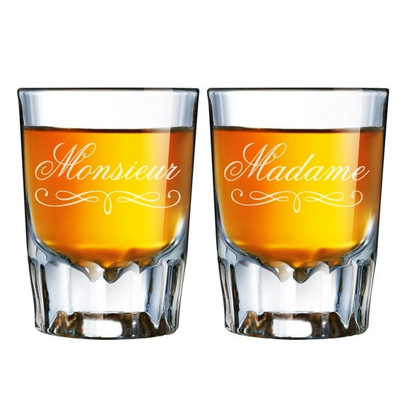 Monsieur and Madame Engraved Barcraft Fluted Shot Glass