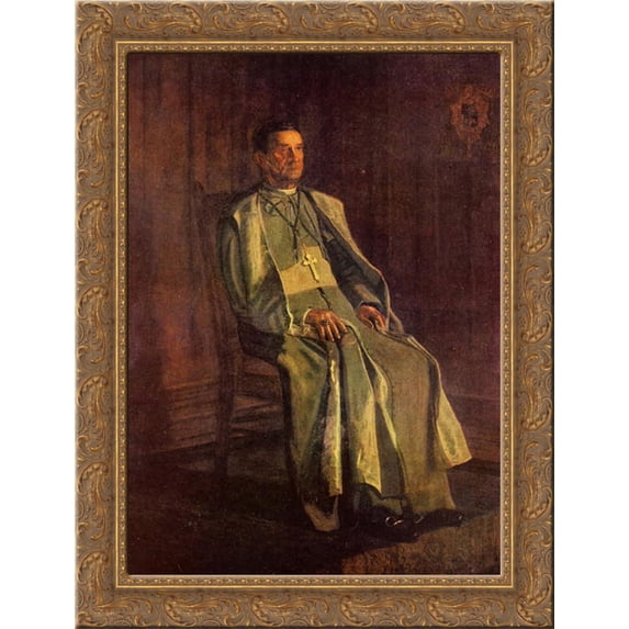 Monsignor Diomede Falconia 20x24 Gold Ornate Wood Framed Canvas Art by Eakins, Thomas