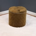 thumbnail image 1 of Monsoon Pacific Lemele Solid Round Velvet Ottoman Brown Sugar, 1 of 5