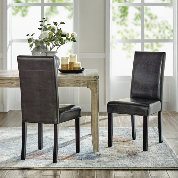 Monsoon Villa Faux Leather Parson Dining Chairs (Set of 2) Dark Brown