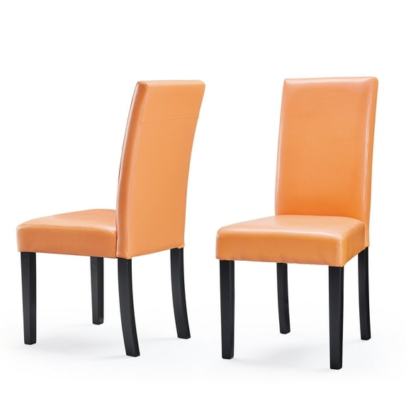 Monsoon Villa Faux Leather Parson Dining Chairs (Set of 2) Sunrise Orange