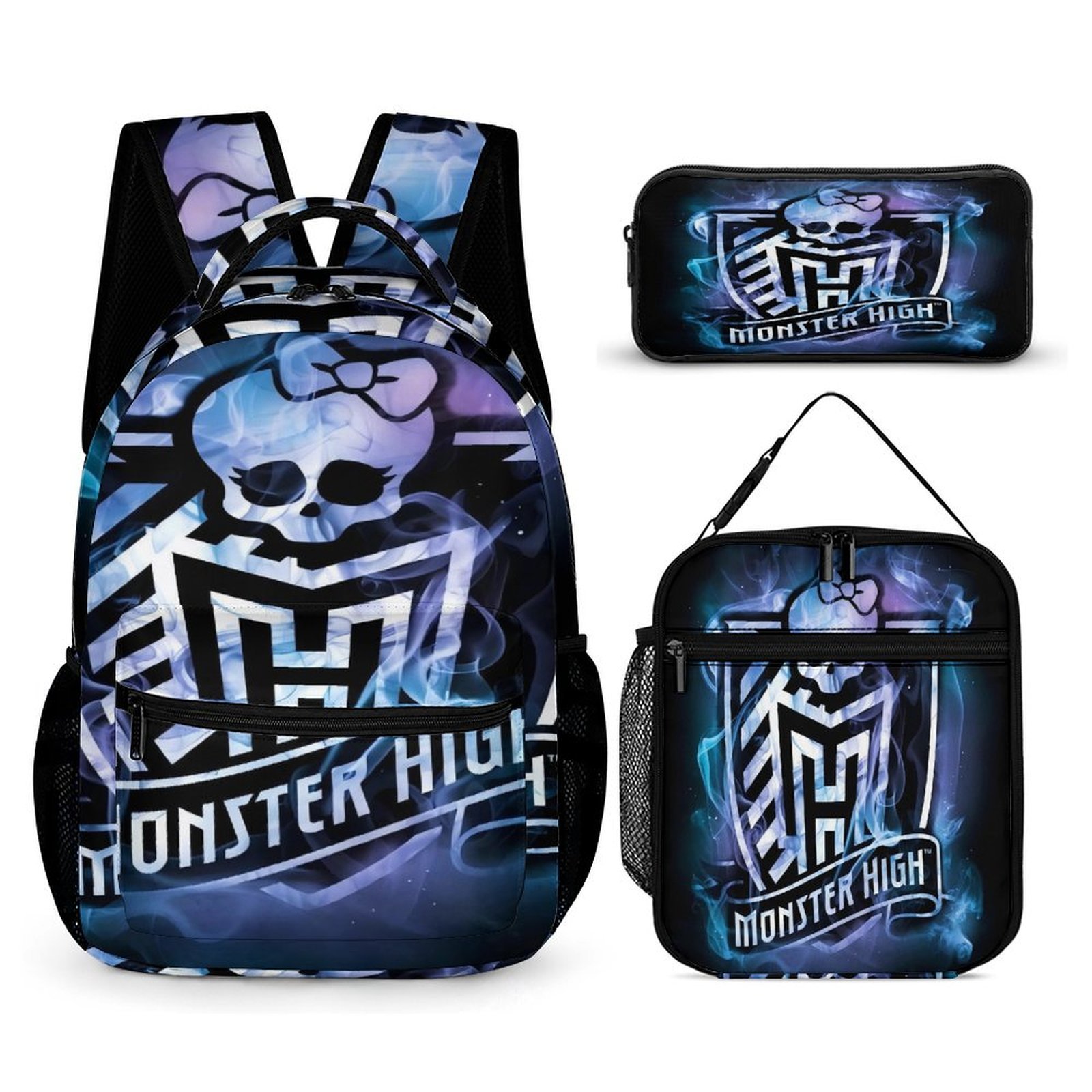 Monst-er High 3-piece backpack set including lunch box lunch bag and ...