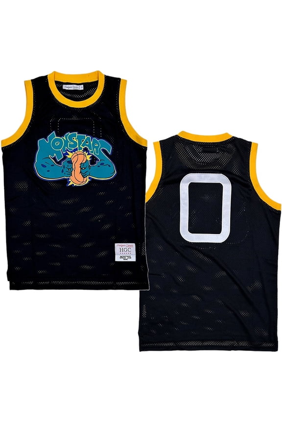 Monstars Space Jam Men's Headgear Classics Embroidered Mesh Basketball Jersey (Large, Black)