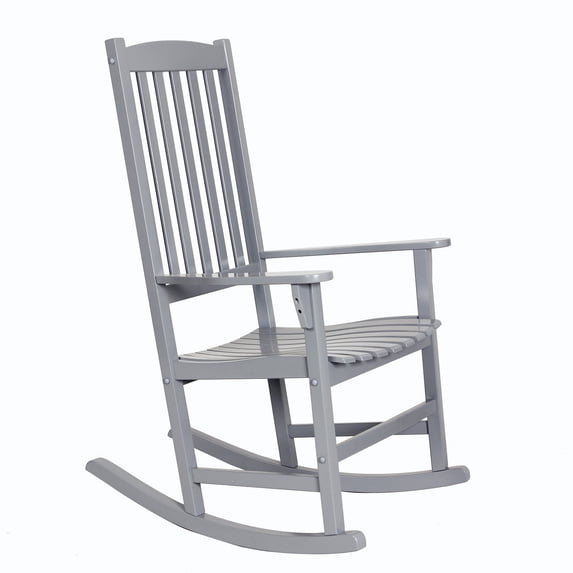 Monstay Mahogany Outdoor Wooden Porch Rocking Chair, Slate Gray