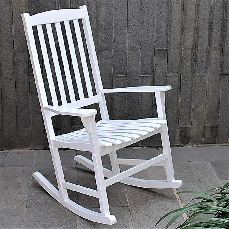 Monstay Outdoor Wooden Porch Rocking Chair White Color Weather