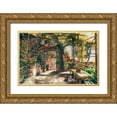 thumbnail image 1 of Monsted, Peder 32x22 Gold Ornate Wood Framed with Double Matting Museum Art Print Titled - In the Pergola, 1 of 4