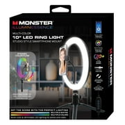 Monster 10” Multicolor LED Ring Light With Flexible Tripod, Ideal For Videos/Streaming