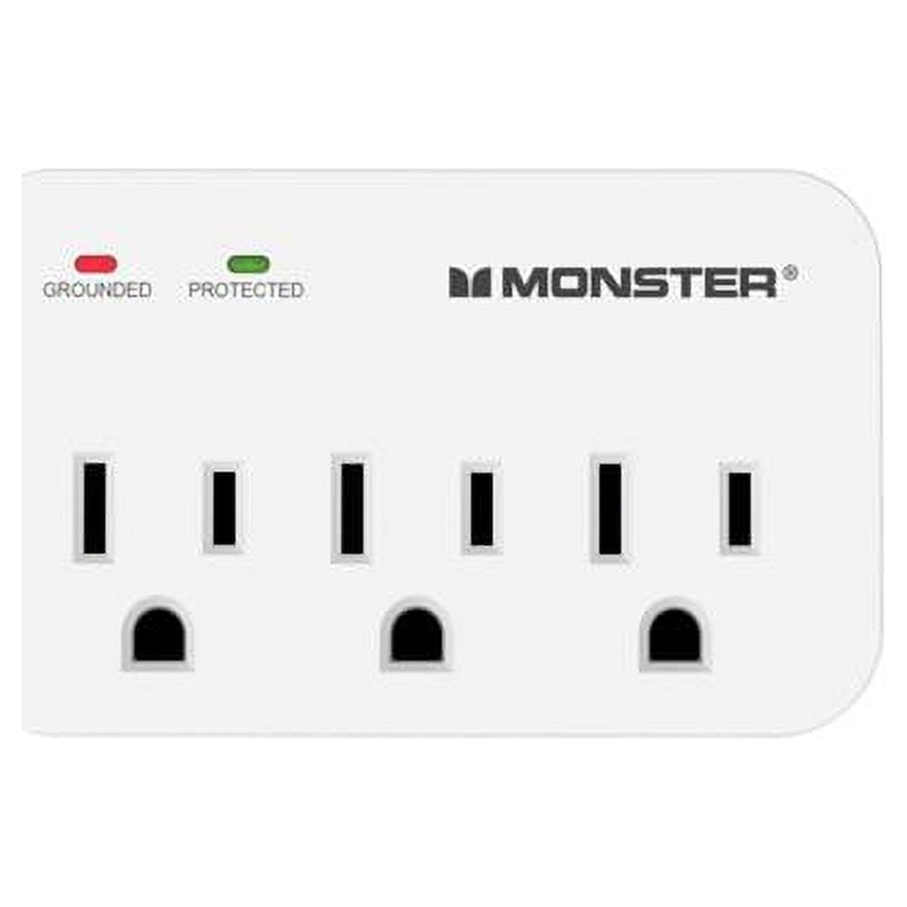 Monster 1200 J White 3-Outlet Wall Tap Surge Protector