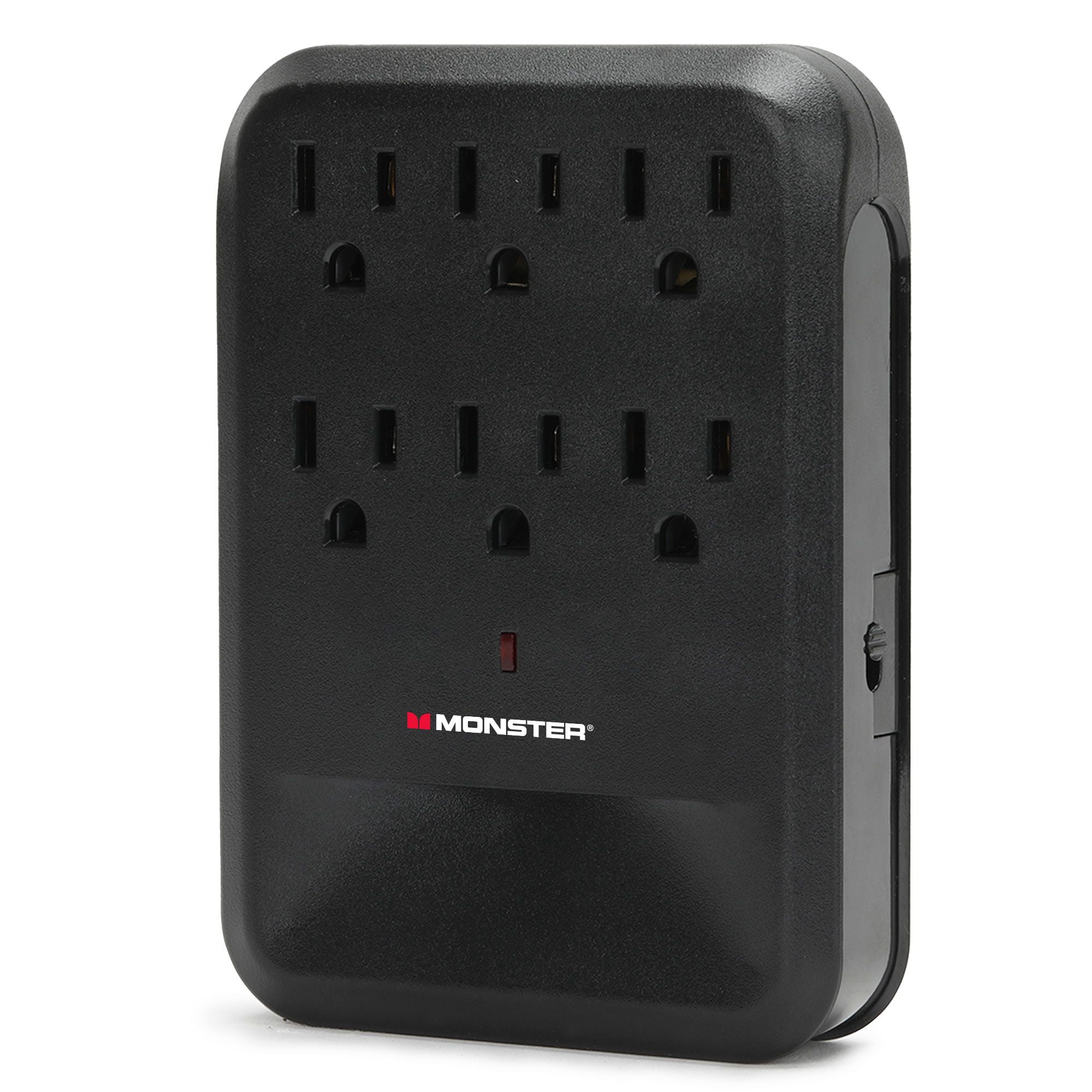Monster 1200J Wall Tap Surge Protector: 6 Grounded Outlets