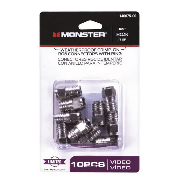 Monster 140075-00 Weatherproof Cable Connectors RG6 Card