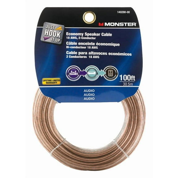 Monster 140280-00 Economy Grade Speaker Wire, 100'