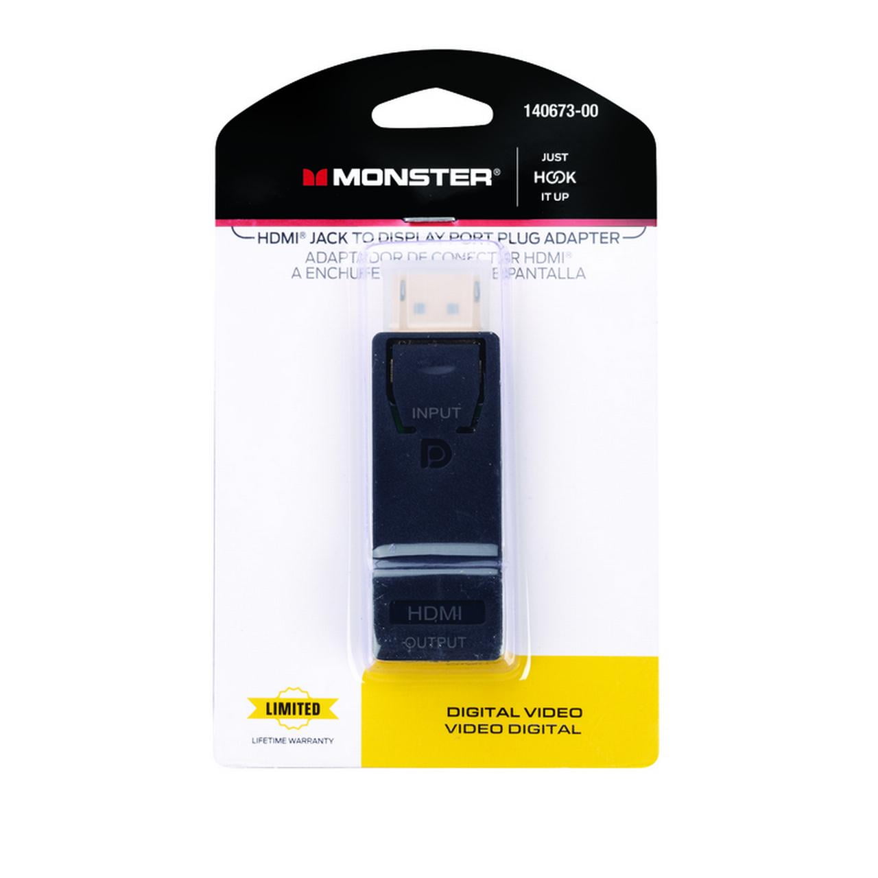 Monster 140673-00 Cable Adapter HDMI to Display Port  Black