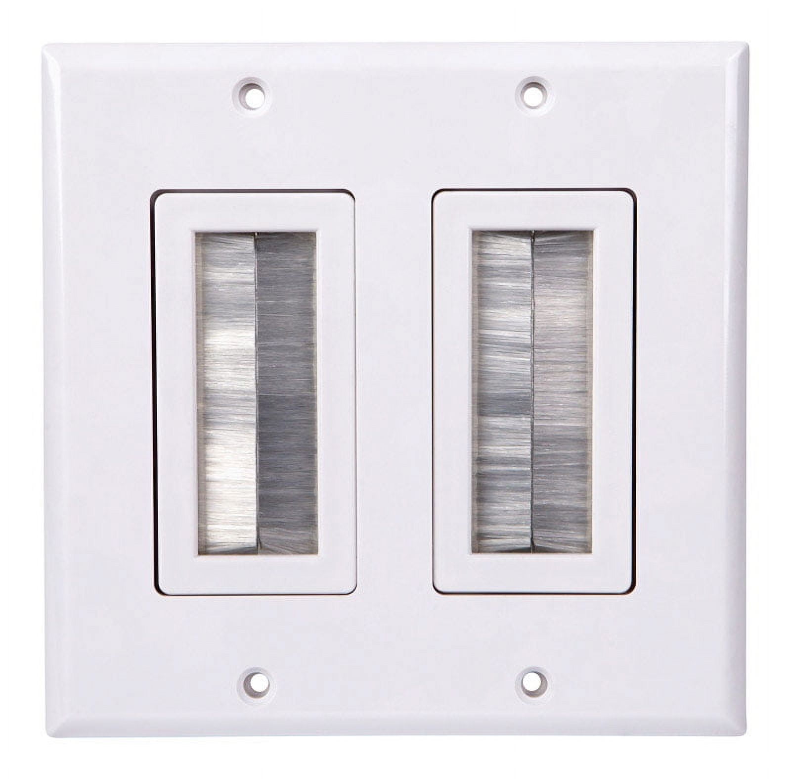 White 2-Gang Plastic Brush Wall Plate for Home Theater