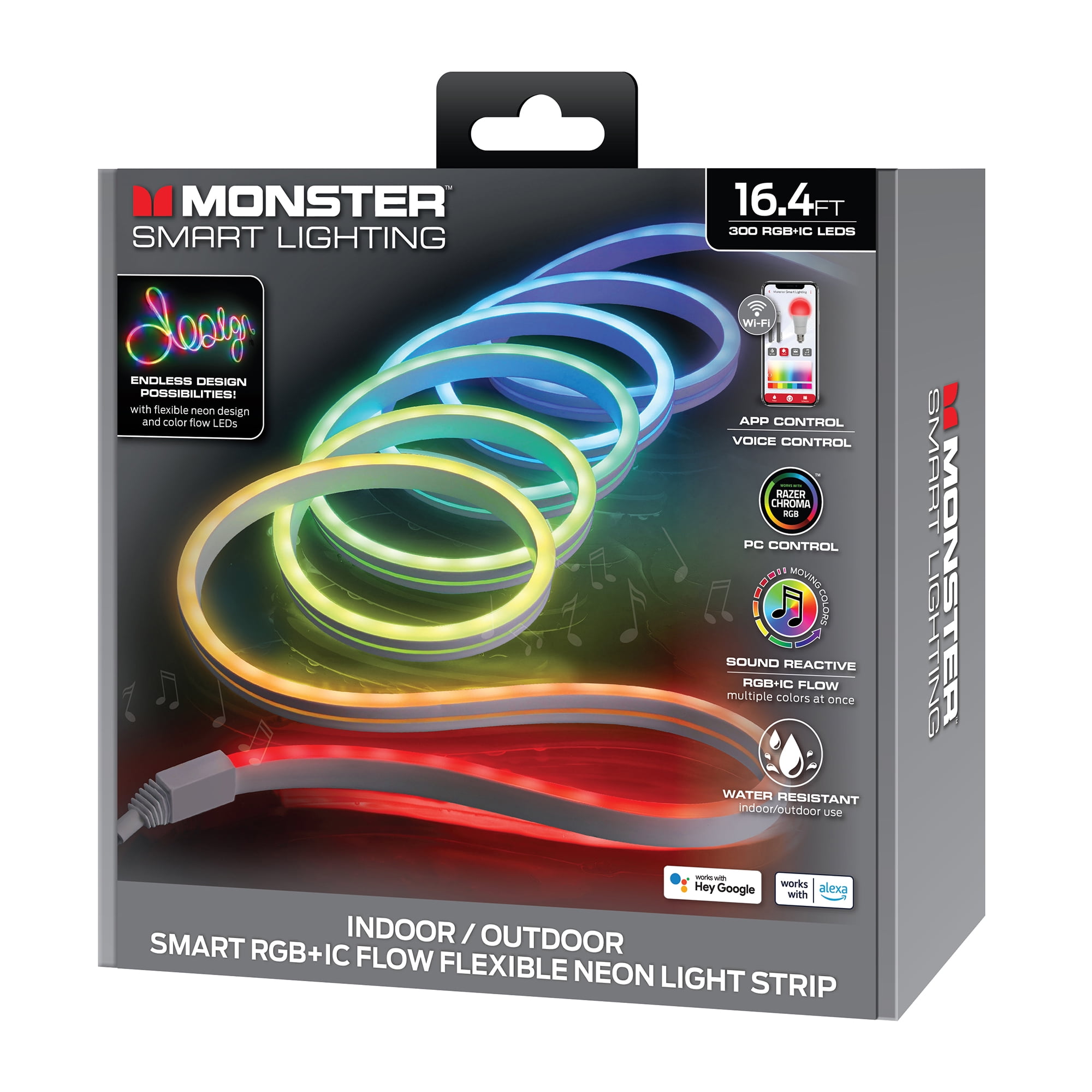 Monster 16.4ft Multicolor Smart Neon LED Light Strip for Indoor/Outdoor
